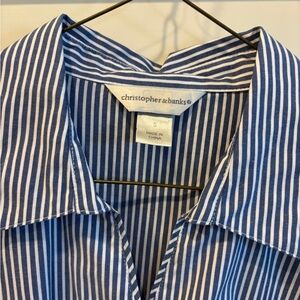 Christopher & Banks Blue Striped Women's Top
